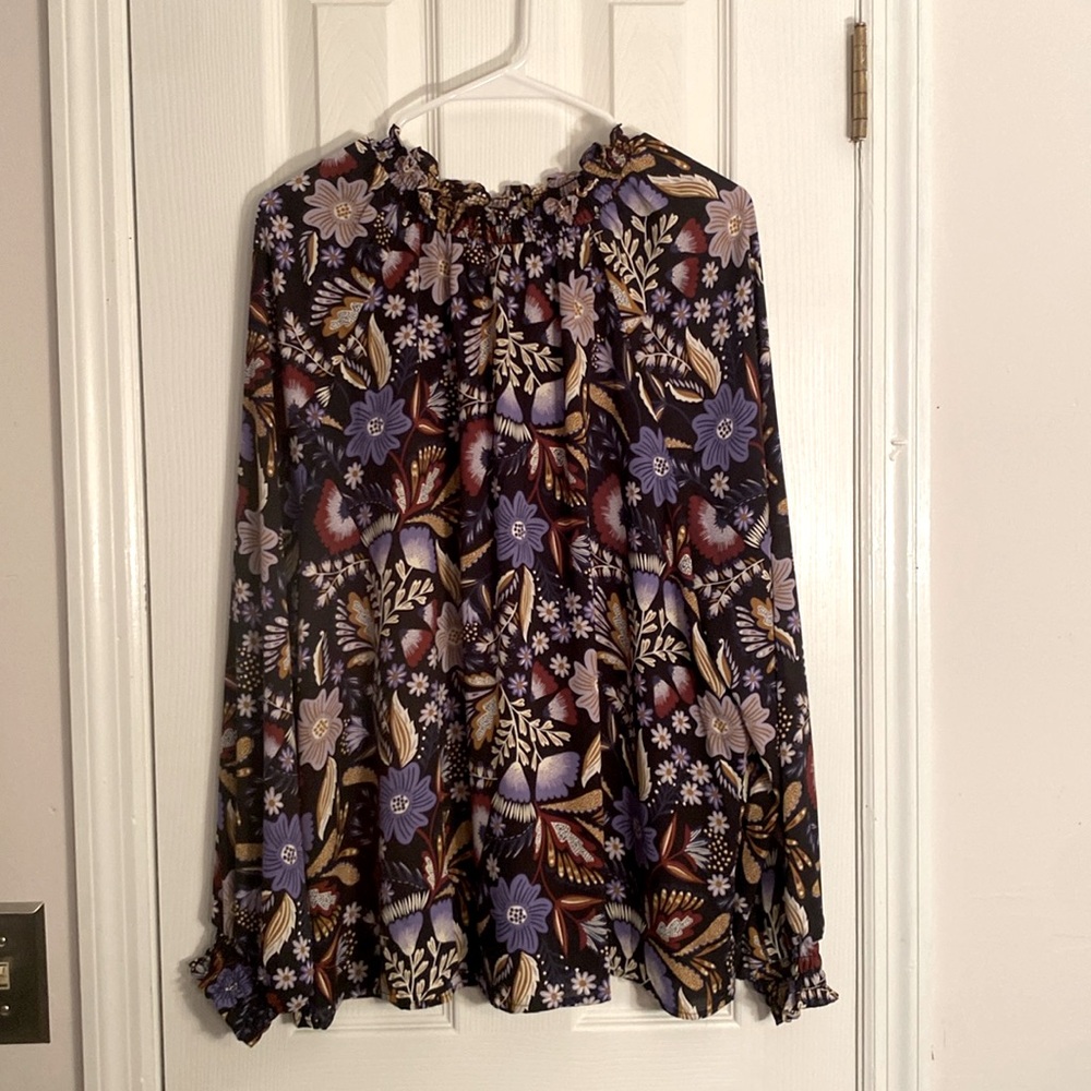 LOFT Floral Ruffle Blouse